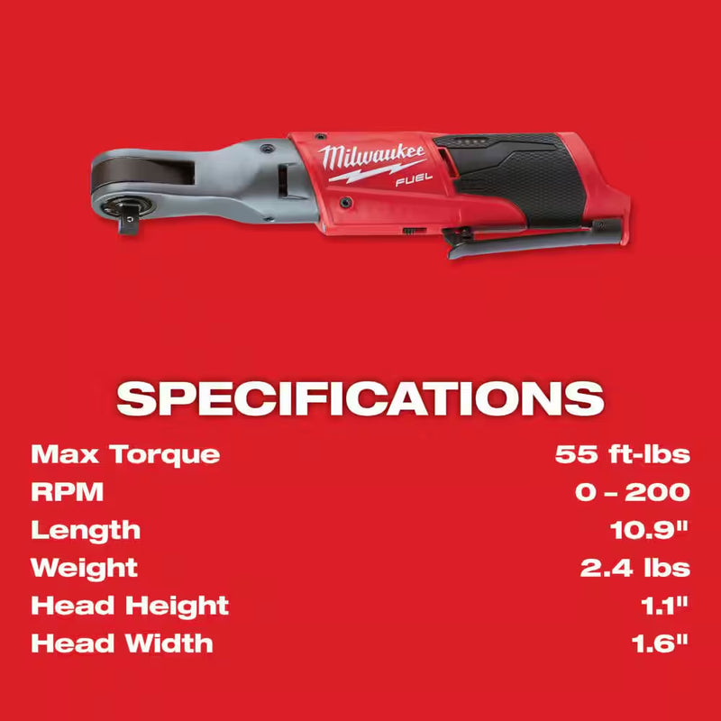 M12 FUEL 12V Lithium-Ion Brushless Cordless 3/8 In. Ratchet (Tool-Only) - Puck's