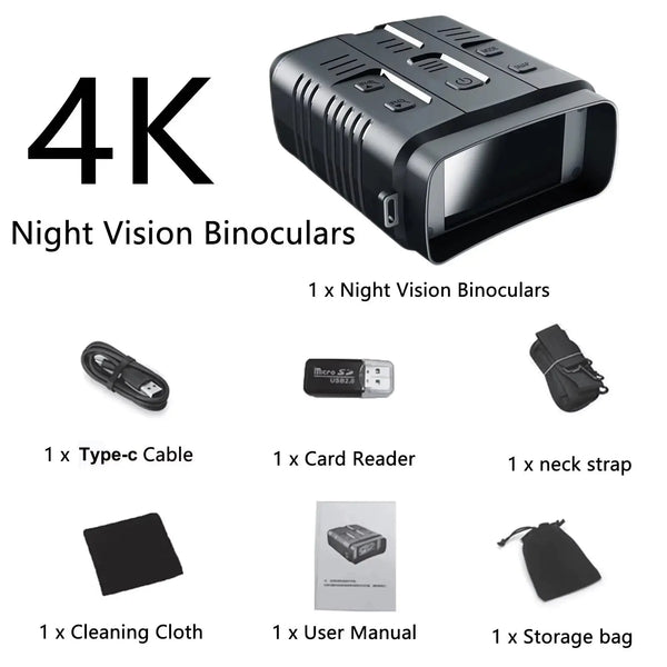 4K Night Vision Binocular Device 10X Digital Zoom Full Dark 800M Infrared Wifi Telescope for Hunting Camping Video Record - Puck's