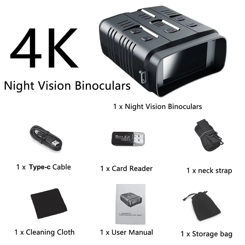 4K Night Vision Binocular Device 10X Digital Zoom Full Dark 800M Infrared Wifi Telescope for Hunting Camping Video Record - Puck's