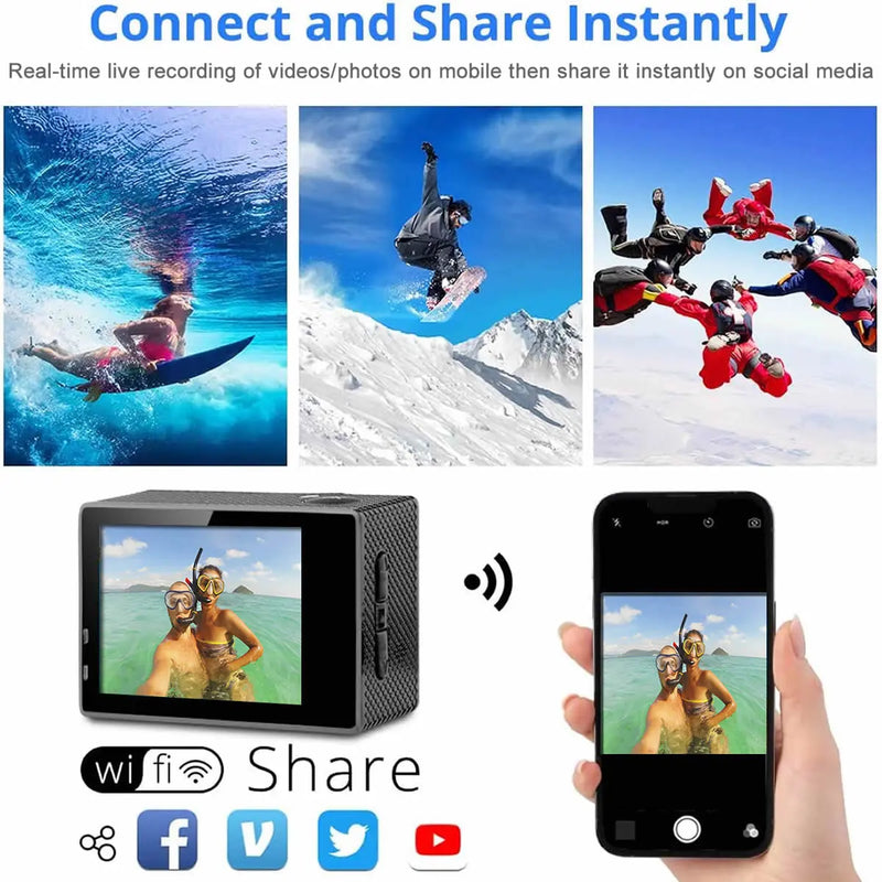 4K  Waterproof All Digital UHD WiFi Camera + RF Remote And Accessories - Puck's