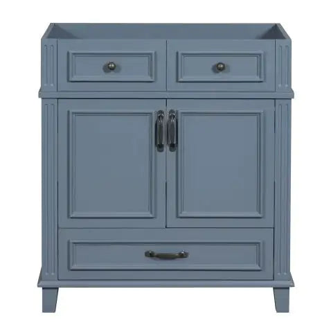 30 Inch Badkamer Wastafel Topless, Massief Houten Frame Badkamer Opbergkast met Soft Close Deur, Alleen Frame Badkamer Opbergkast, Vintage Stijl, Blauw - Puck's