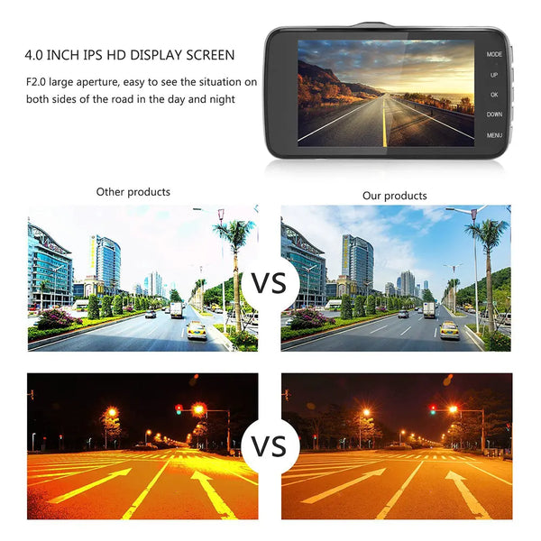 4" Dual Lens 1080P FHD 1.0MP Dash Camera Car DVR - Puck's