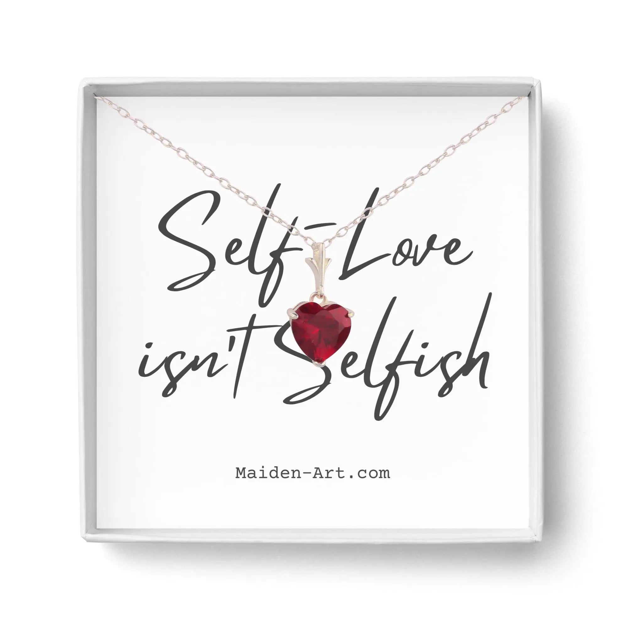 925 Sterling Silver Necklace Red Heart Pendant - Puck's