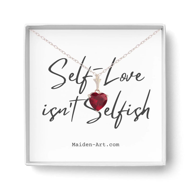 925 Sterling Silver Necklace Red Heart Pendant - Puck's