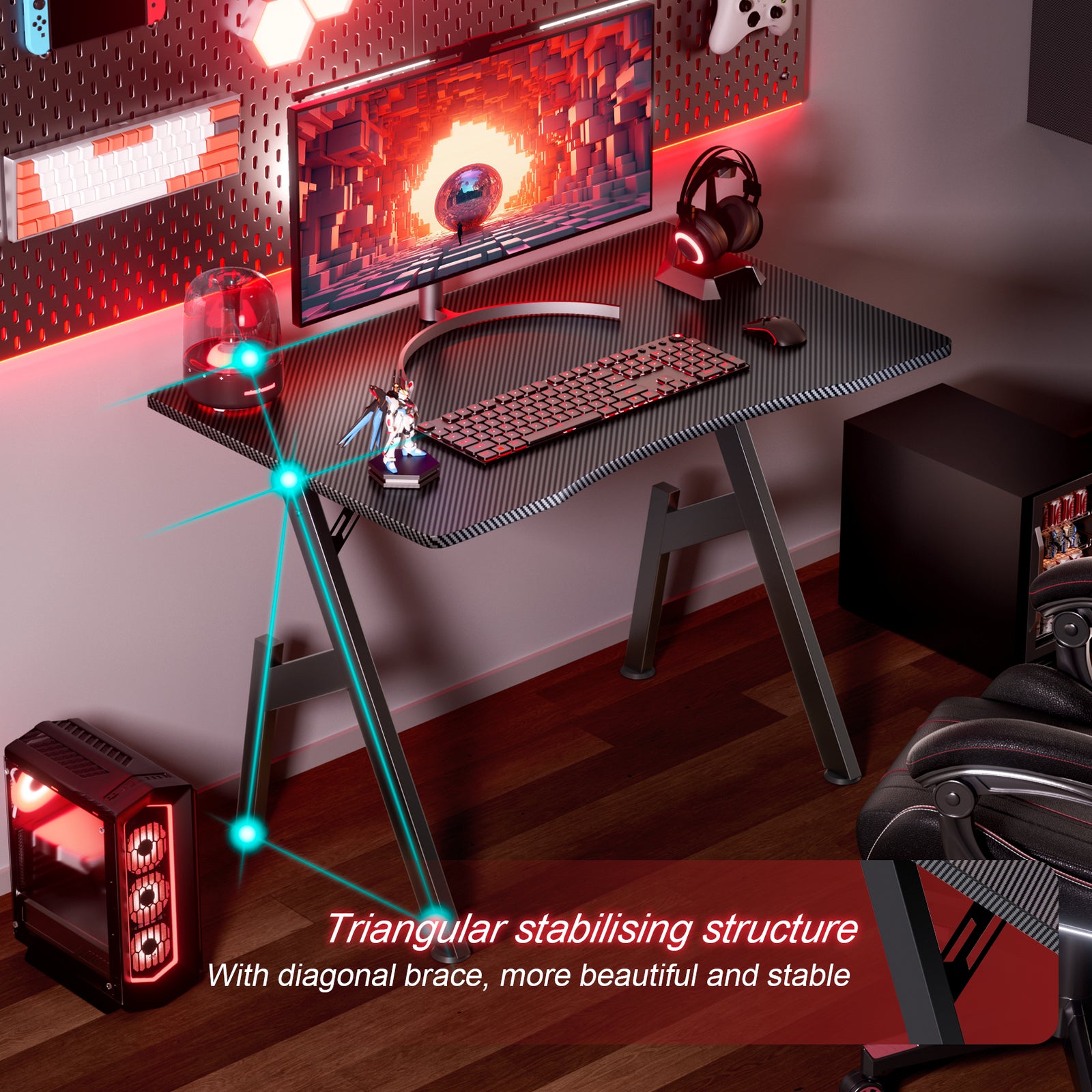 HLDIRECT 32/40/47/55 Inch Gaming Desk Gamer Table Computer Desk PC Workstation - Puck's