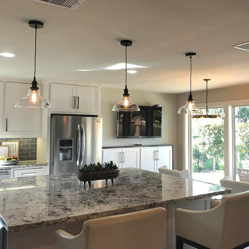 Ecopower Industrial Edison Vintage Style 1-Light Pendant Glass Hanging Light Kitchen Island Dining Pendant Lighting - Puck's