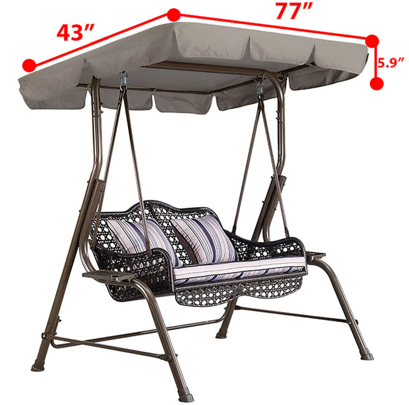 77"X43" Patio Outdoor Garden Swing 300D Canopy Replacement Porch Top Cover Seat - Puck's