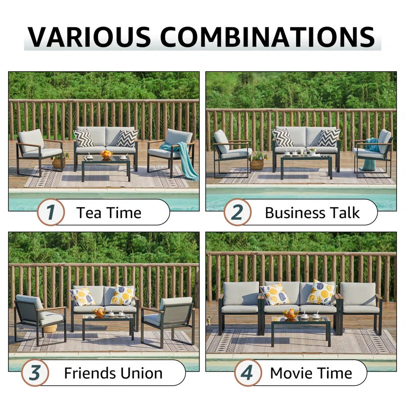 Atara 4 - Person Patio Conversation Sets with Cushions