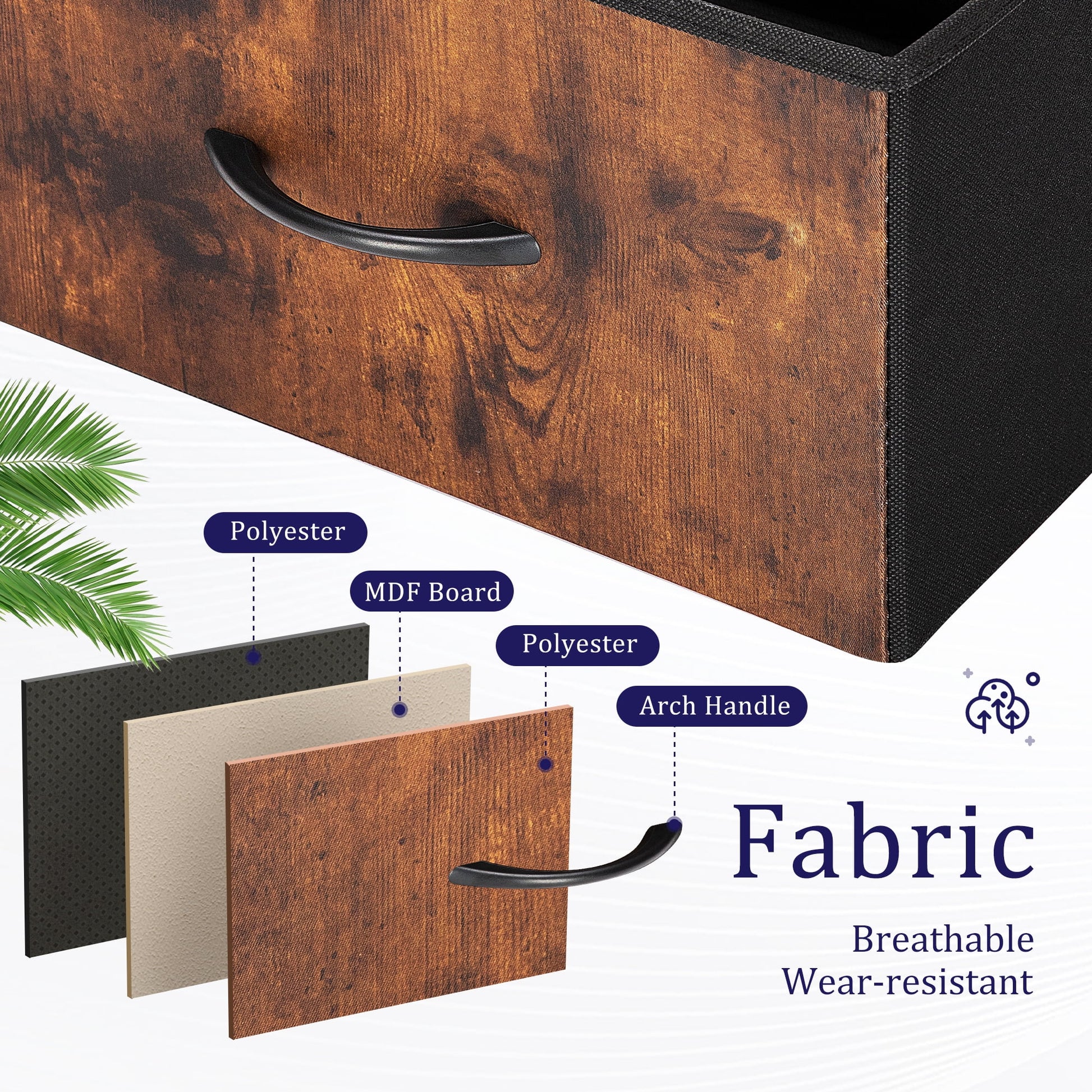 7 Drawer Dresser, Wide Chest of Drawers Nightstand Storage Tower Storage Dresser Fabric Dresser for Living Room, Bedroom, Hallway, Rustic Brown - Puck's