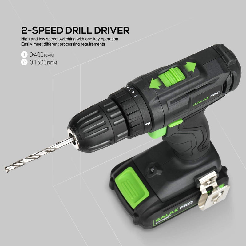 2-Speed Drill 20V MAX Lithium-Ion Drill/Driver, 3/8'' Electric Drill with 19+1 Torque Setting, 68 Pieces Accessories Ideal for Home Improvement and DIY Project - Puck's