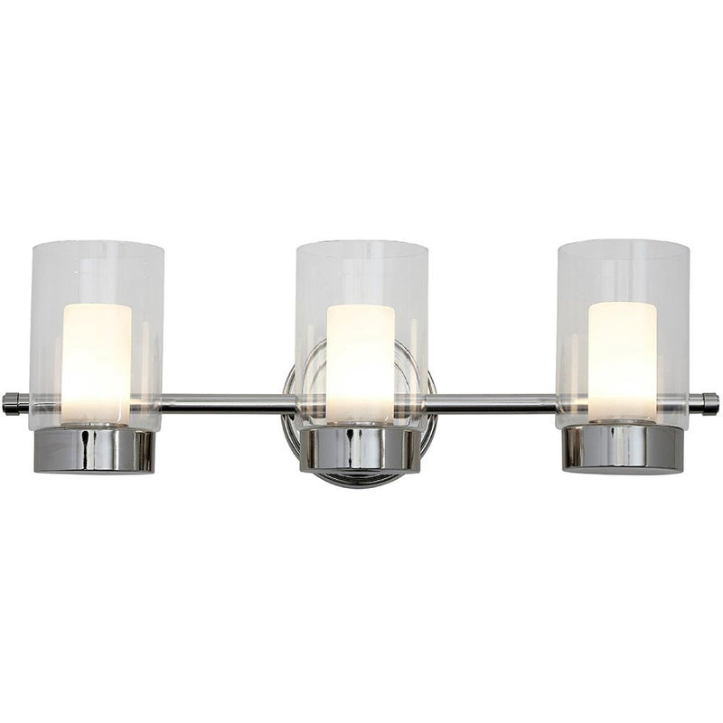 Polished Nickel Candle Light Fixture | Glass Surrounded LED Lighting Fixture | Vanity, Bedroom, or Bathroom | Interior Lighting Triple Light - Puck's