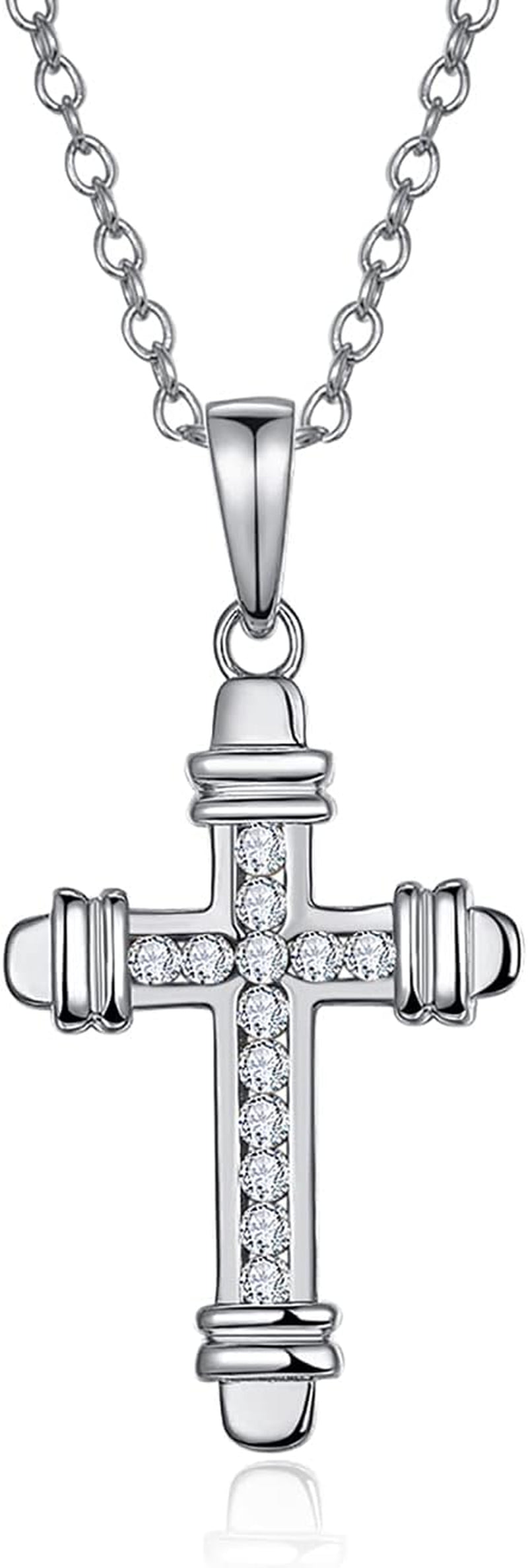 925 Sterling Silver Cross Pendant Necklace for Women Cubic Zirconia Cross Necklaces 18" - Puck's