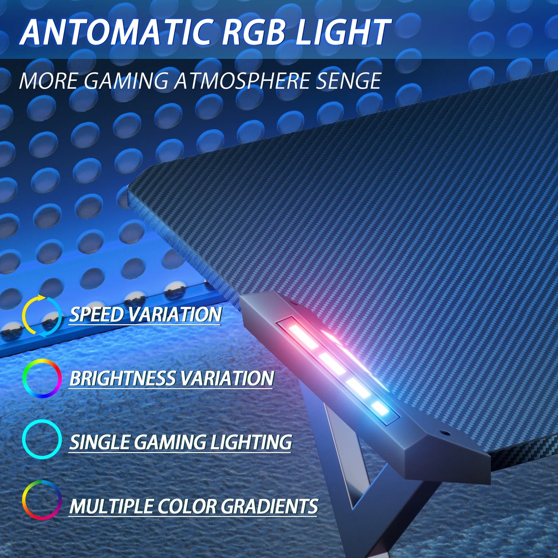 55 Inch Gaming Desk with LED, Ergonomic Computer Table for Adult and Teen, Black - Puck's