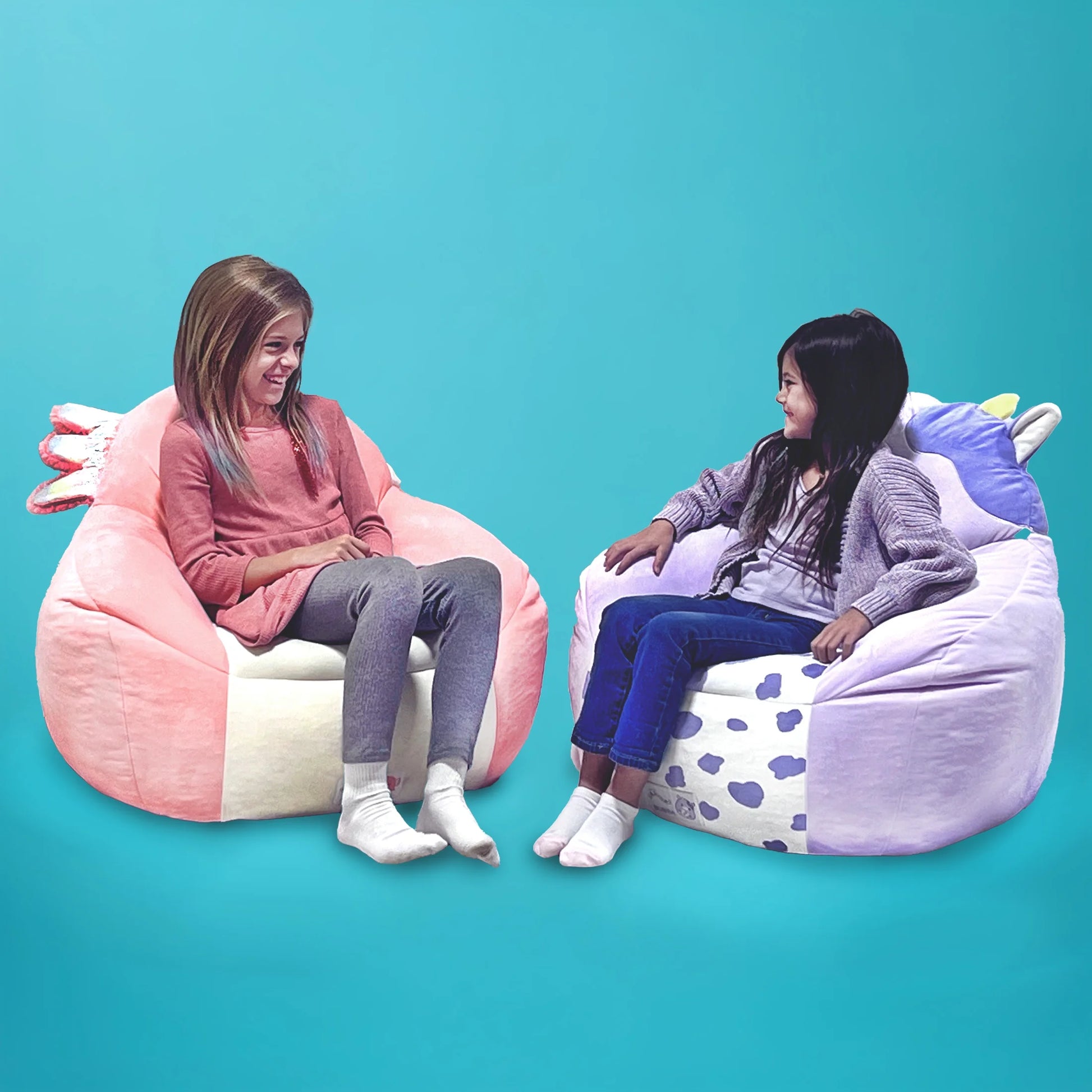 Official Archie Bean Bag Chair - 30 in Wide Kids Squishy Soft Chair, Pink/White - Puck's