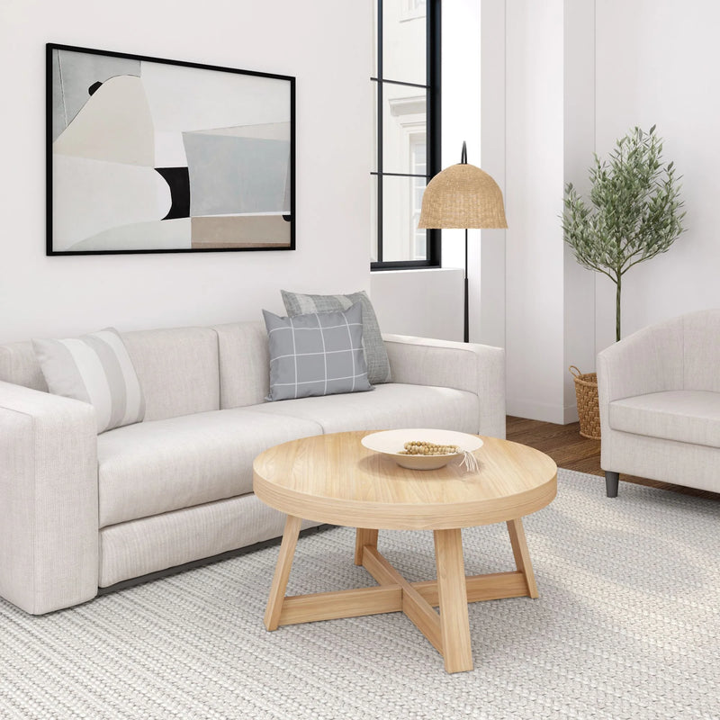 Classic Solid Wood round Coffee Table, 36" Farmhouse Table for Living Room - Puck's