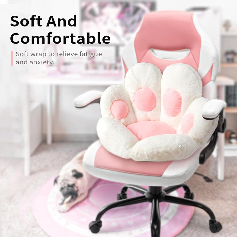 Cat Paw Cushion Kawaii Chair Cushions 31.4 X 27.5 Inch Cute Stuff Seat Pad Comfy Lazy Sofa Office Floor Pillow for Gaming Chairs Room Decor White - Puck's
