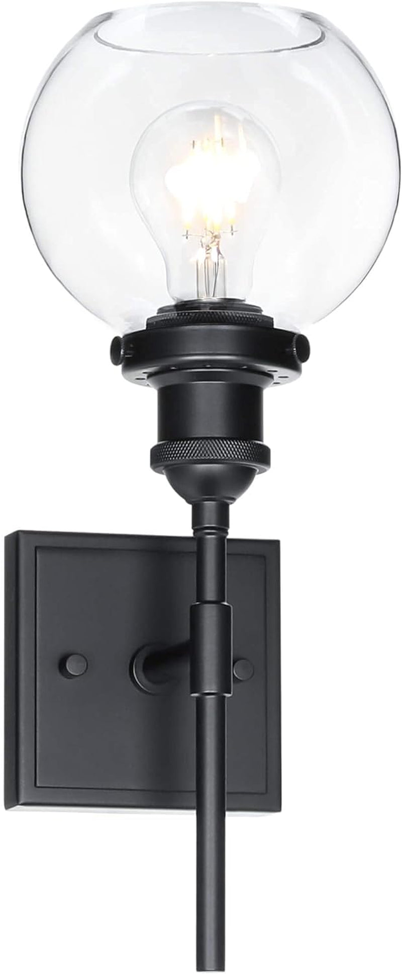 Black Wall Light, 1 Light Globe Bath Sconce Lighting Modern Wall Mounted Light for Kitchen & Bathroom XB-W1275-1-MB - Puck's