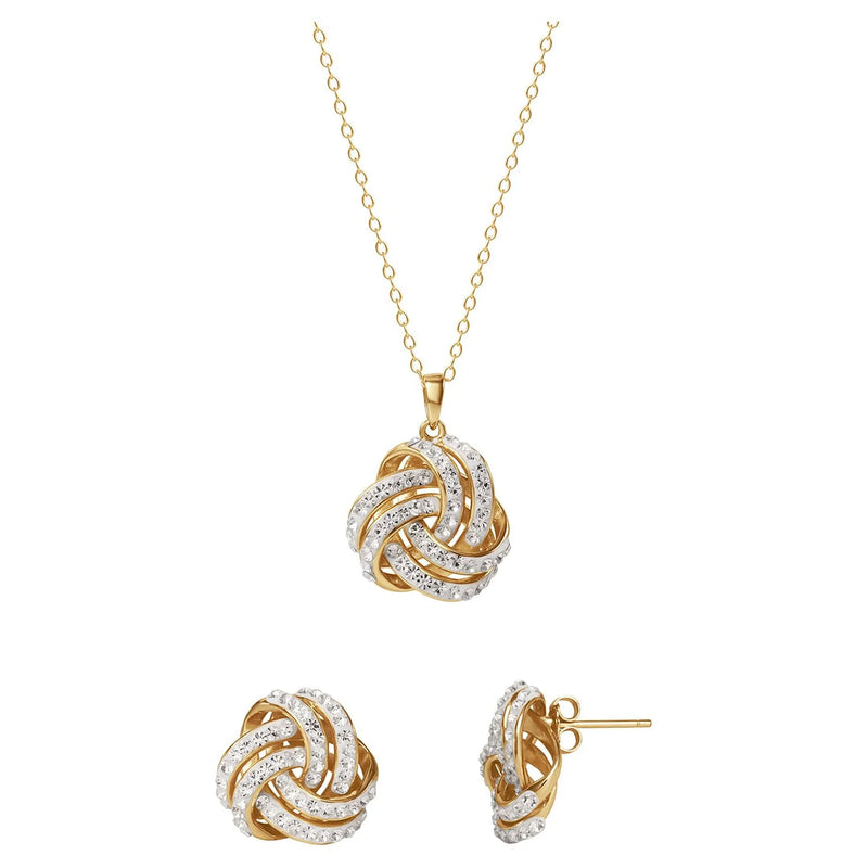 Love Knot 18K Gold Crystal Pendant and Earring Set - Puck's
