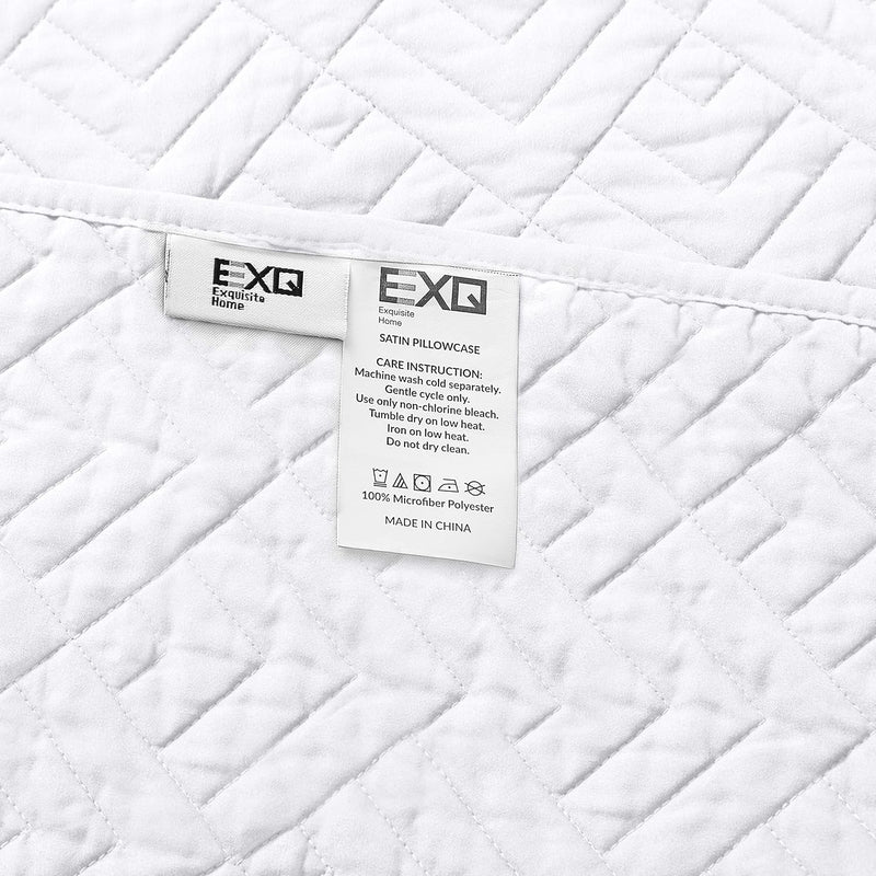 Quilt Set Full/Queen Size White 3 Piece,Lightweight Soft Coverlet Squares Pattern Bedspread Set for All Seasons(1 Quilt,2 Pillow Shams) - Puck's