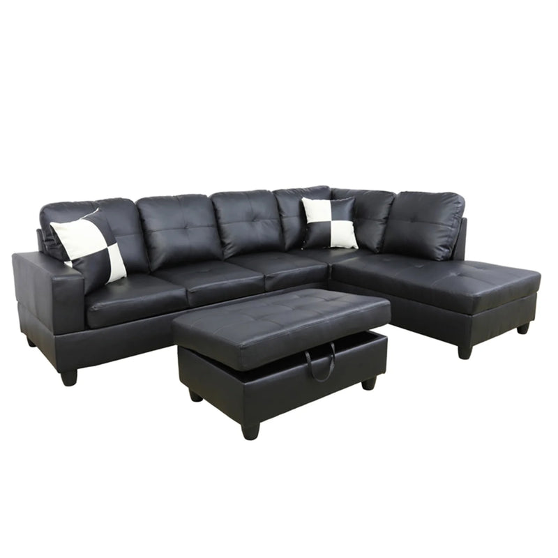 Slaapbank, L-vormige bank voor kleine woonkamer, zwart (zonder Ottoman) - Puck's