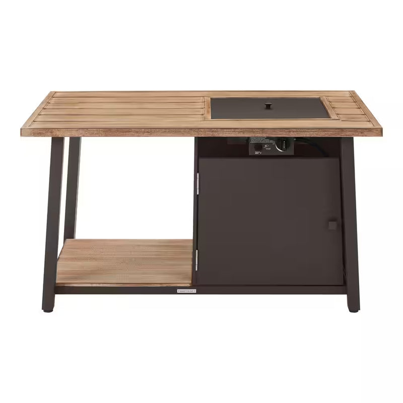 Fordham 46 In. B 45000 Btu Bruin Staal Propaan Openlucht Brandkuil Tafel met Lavastenen - Puck's
