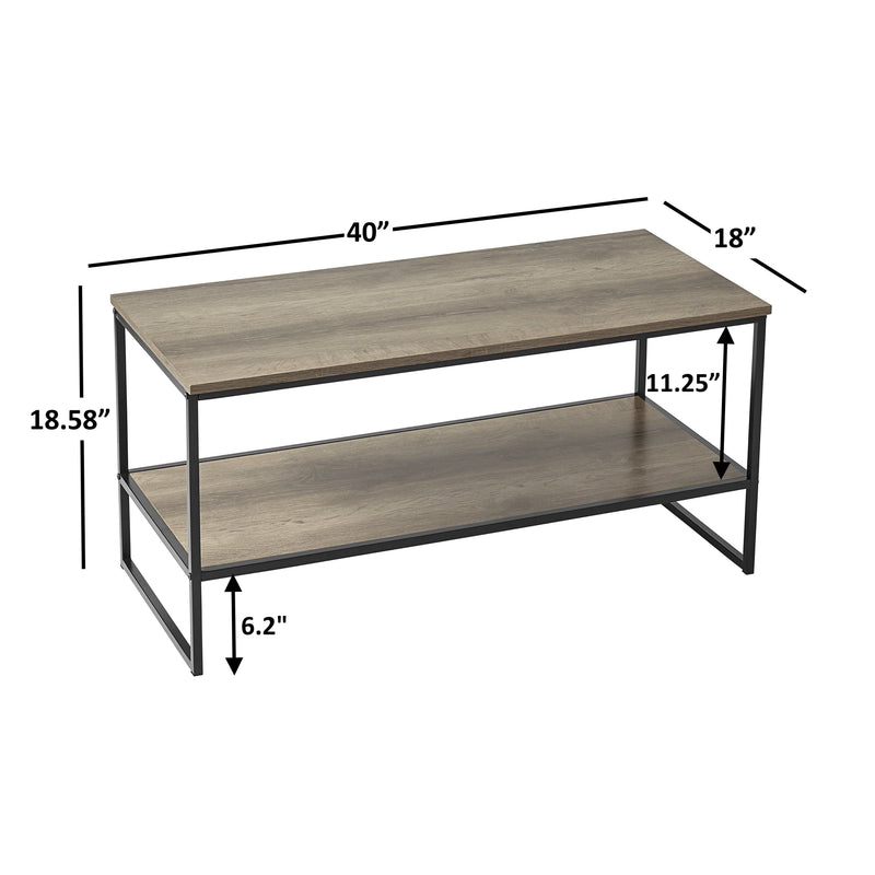 Contemporary 3 Piece Rectangular Particle Board Coffee Table, Rustic Brown - Puck's