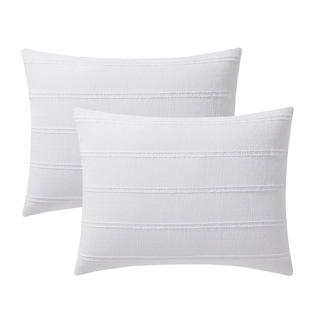 Evelyn 2-Piece Bright White Seersucker Comforter Set, Twin/Twin XL