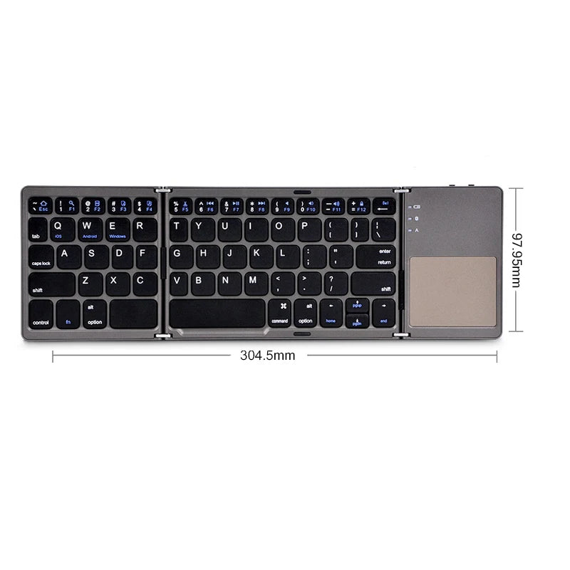 Wireless Folding Keyboard Bluetooth Keyboard with Touchpad for Windows, Android, Ios,Phone,Multi-Function Button Mini Keyboard - Puck's