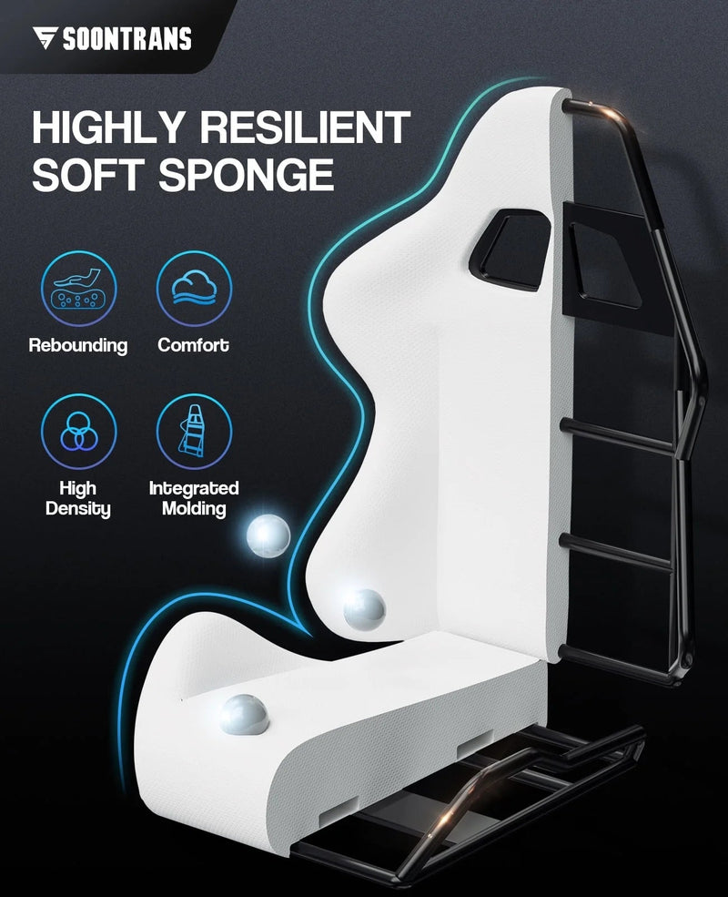 Blue Gaming Chair with Footrest, Office Chair with Massage Lumbar Support & Adjustable Headrest, High Back Comuputer Chair, Ergonomic Game Gamer Chair for Adults Kids, Blue - Puck's
