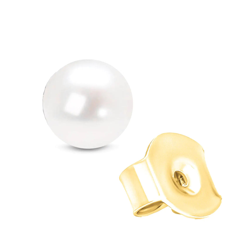 14K Gouden Ronde Witte Zoutwater Akoya Gekweekte Parel Stud Oorbellen AAA+ Kwaliteit - Keuze uit MM Maat - Puck's