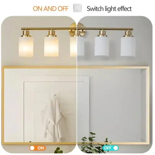 5 Lamps Gold Bathroom Vanity Lamp, Frosted Glass Shade, Modern Wall Mounted Lighting - No Bulbs Unavailable Platforms- Temu - Puck's
