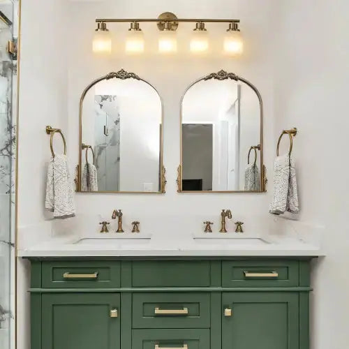 5 Lamps Gold Bathroom Vanity Lamp, Frosted Glass Shade, Modern Wall Mounted Lighting - No Bulbs Unavailable Platforms- Temu - Puck's