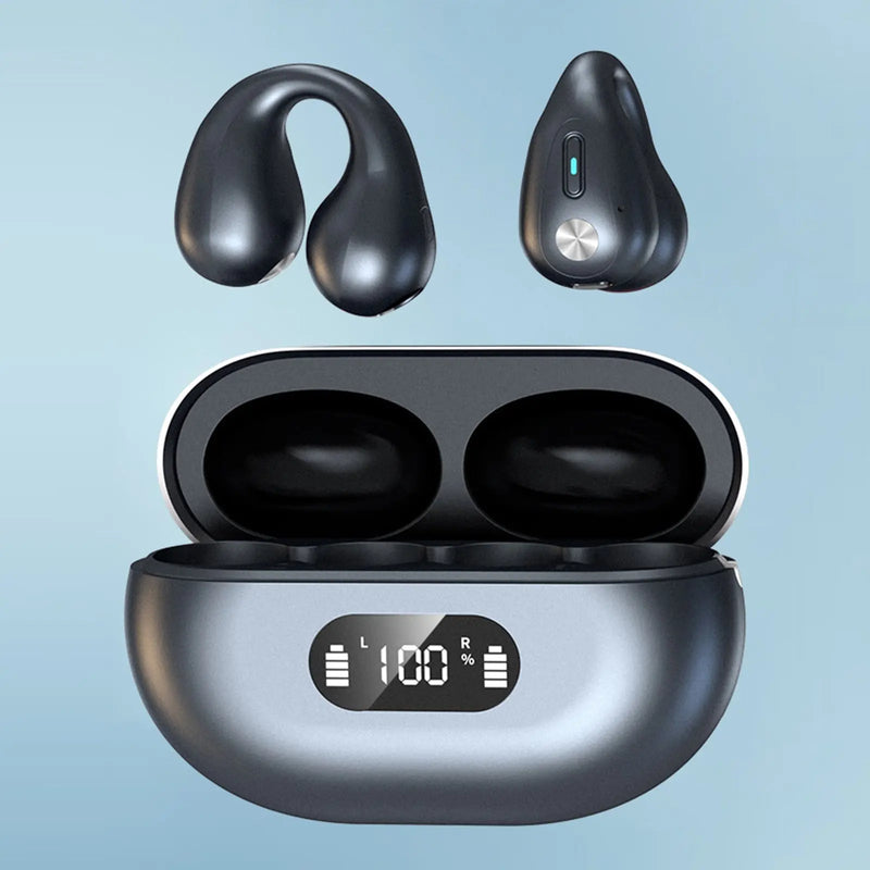 5.3 Bluetooth Open Ear Clip Wireless Earbuds with Earhooks & Digital - Puck's