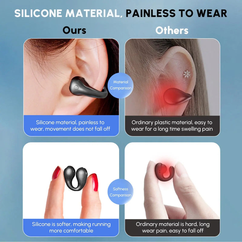 5.3 Bluetooth Open Ear Clip Wireless Earbuds with Earhooks & Digital - Puck's