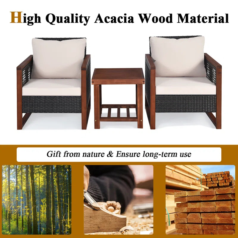 Krawczyk Acacia 2 - Person Patio Conversation Sets with Cushions