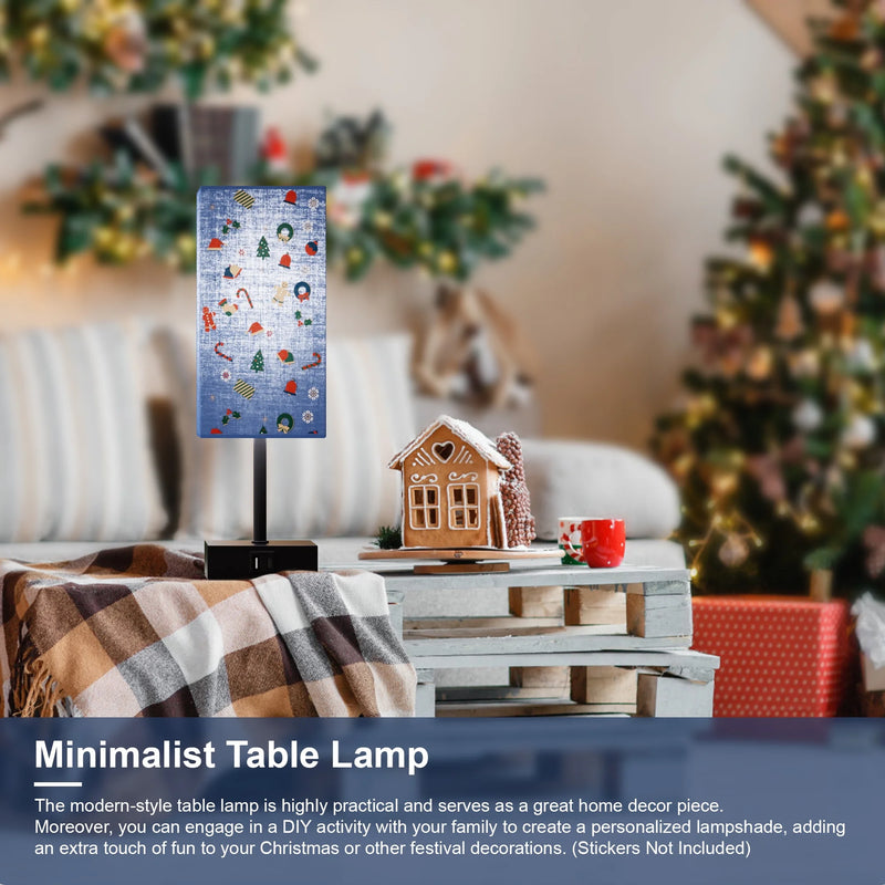 Bedside Table Lamp, Touch Table Lamp with USB C+A Charging Ports, 3-Way Dimmable Small Lamp, Nightstand Lamp for Living Room, Bedroom, Included 5000K Daylight White LED Bulb, Navy Blue