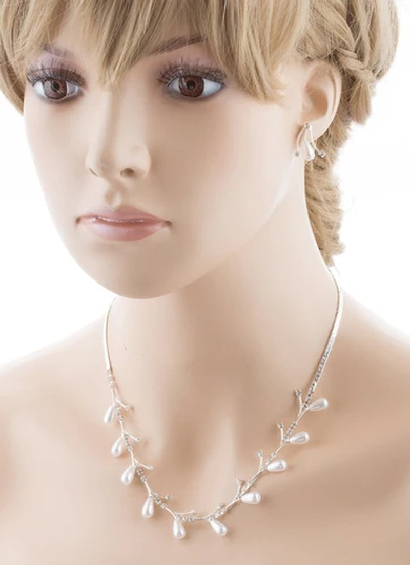 Bridal Wedding Jewelry Set Crystal Rhinestone Pearl - Puck's