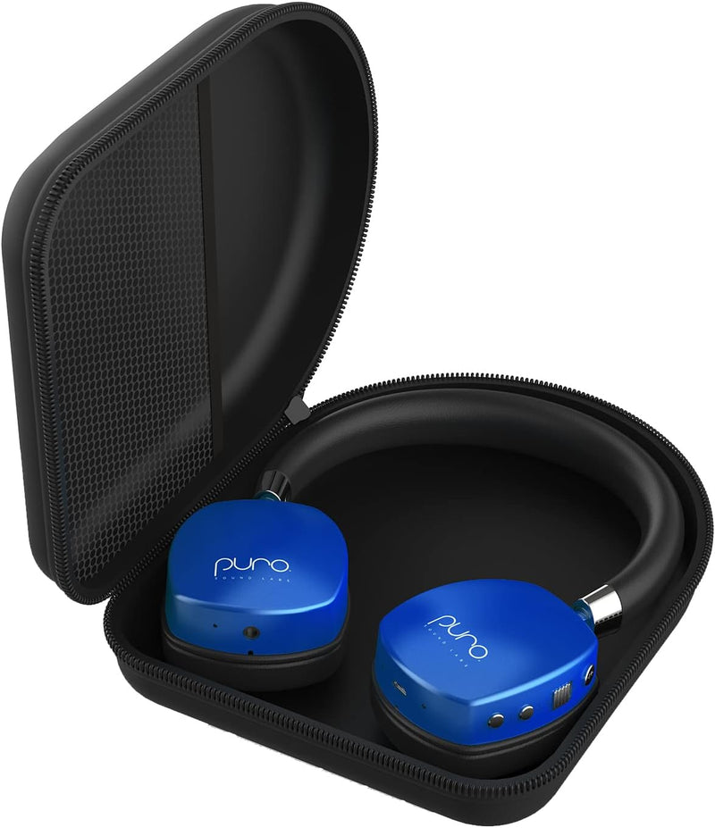 Puroquiets Volume Limited On-Ear Active Noise Cancelling Bluetooth Headphones – Lightweight Headphones for Kids with Built-In Microphone – Safer Sound Studio-Grade Quality (Dark Blue) - Puck's