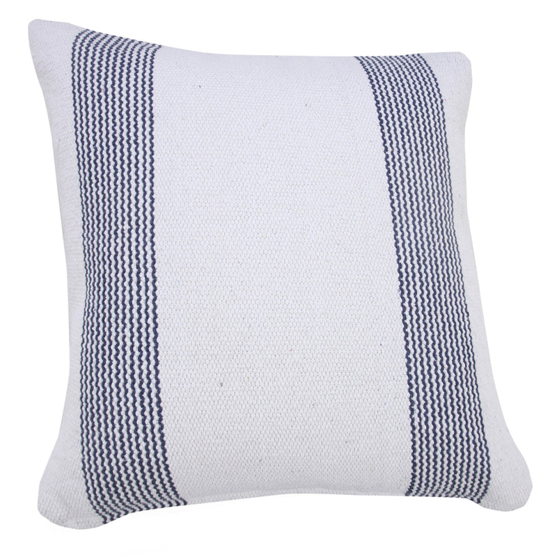 20" X 20" Pale Blue And White 100% Cotton Geometric Zippered Pillow-2