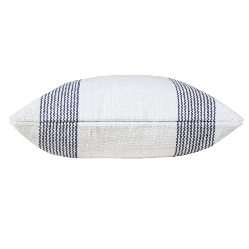 20" X 20" Pale Blue And White 100% Cotton Geometric Zippered Pillow-4