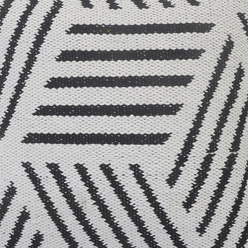 20" Black And White Cotton Geometric Throw Pillow-6