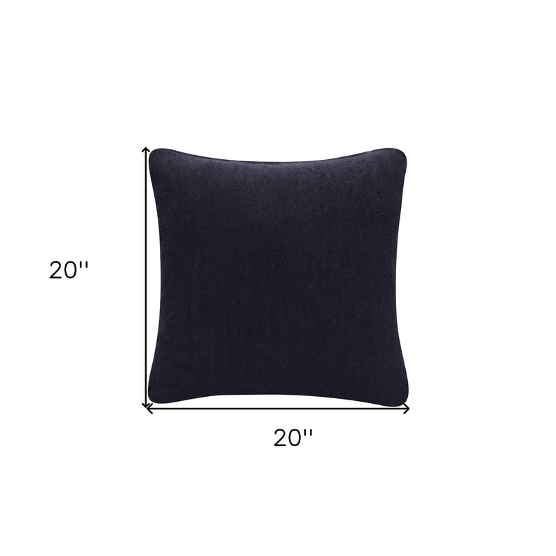 20" X 20" Black Linen Zippered Pillow-8