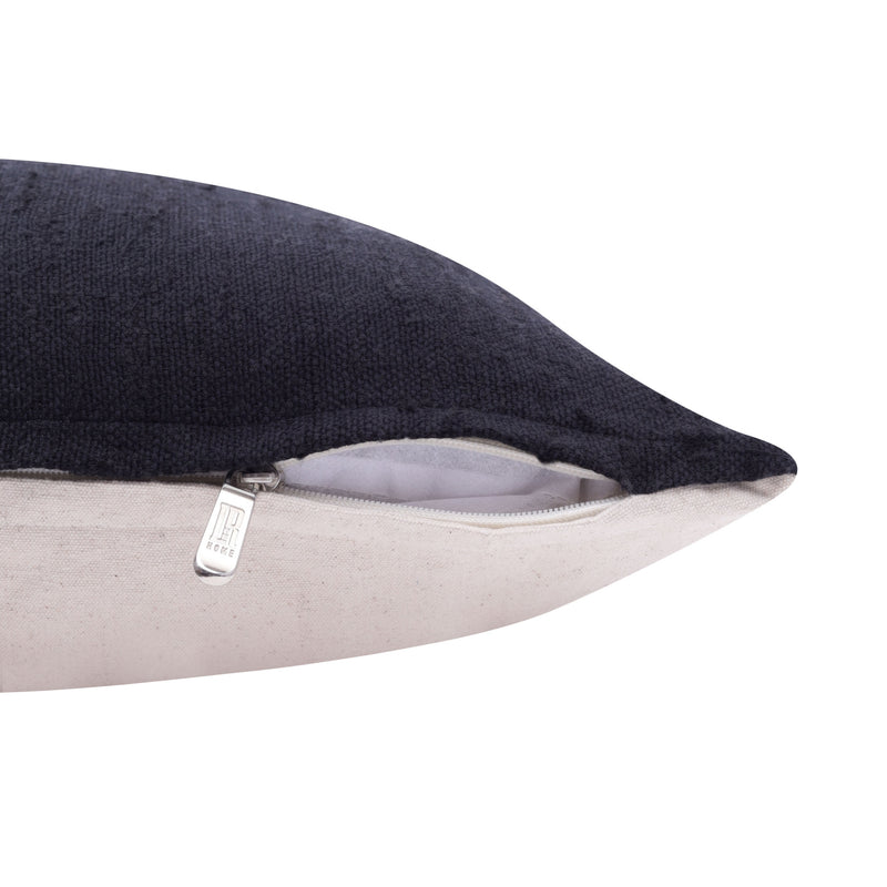 20" X 20" Black Linen Zippered Pillow-2