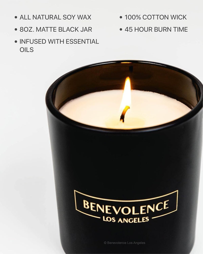 Bergamot & Jasmine Scented Candle | Soy Candles, Black Candle for Home | Gifts for Women and Men | Home Fragrance | Aromatherapy | 8Oz, 45 Hour Burn - Jasmine - Puck's