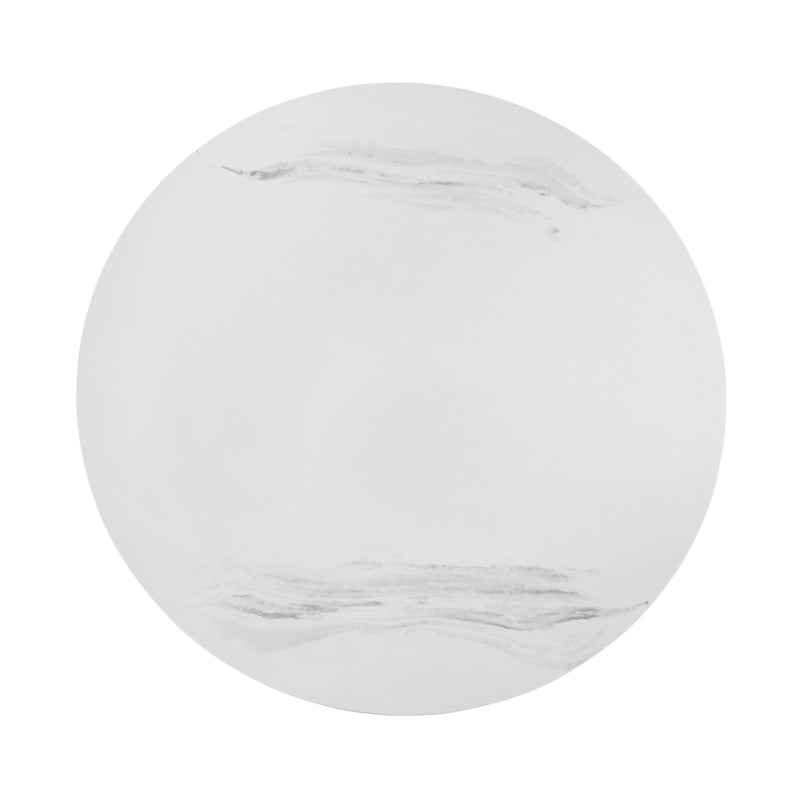 36" White And Black Genuine Marble And Metal Round Coffee Table-3