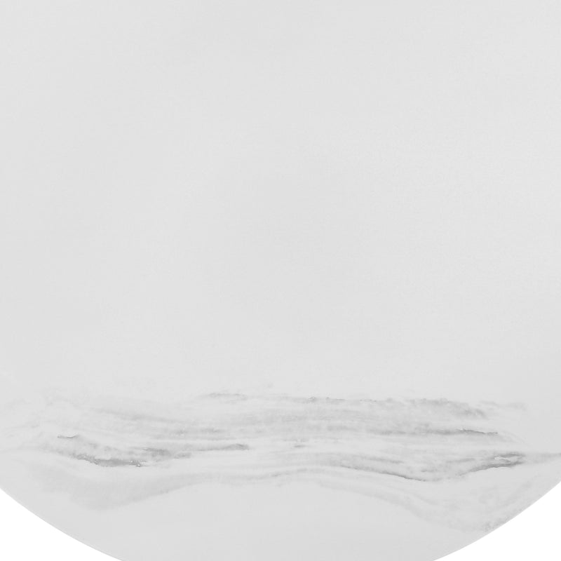 36" White And Black Genuine Marble And Metal Round Coffee Table-5