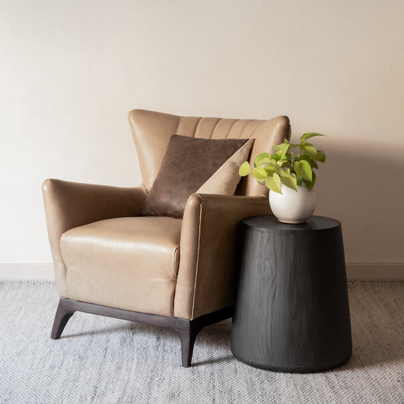 18" Ebony Solid Wood Round End Table-6