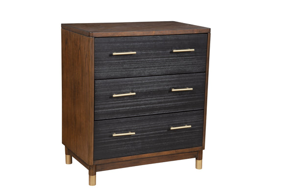 33" Brown and Black Solid Wood Three Drawer Chest-0