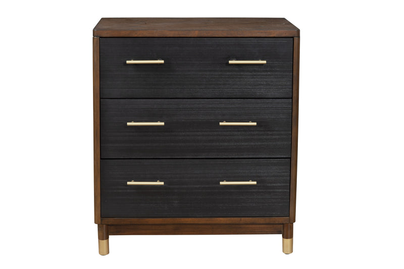 33" Brown and Black Solid Wood Three Drawer Chest-1