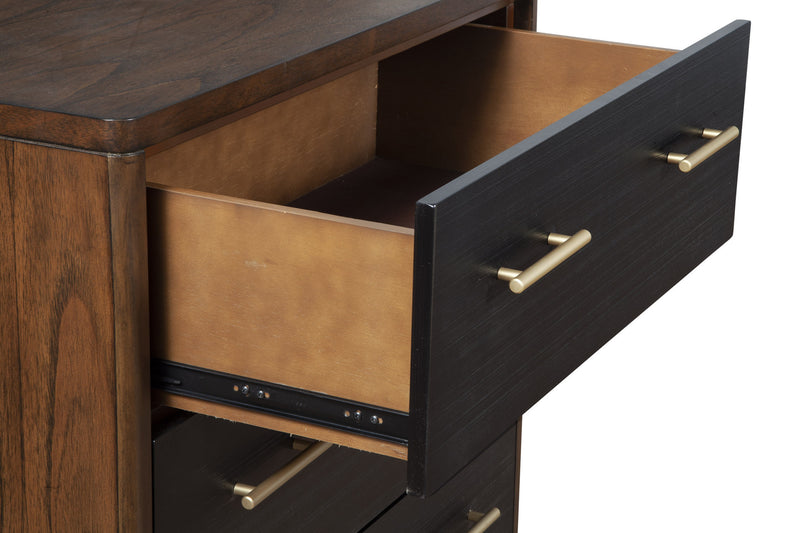 33" Brown and Black Solid Wood Three Drawer Chest-3